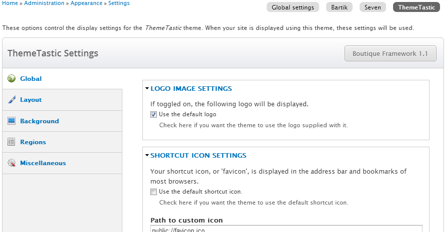 Theme Settings